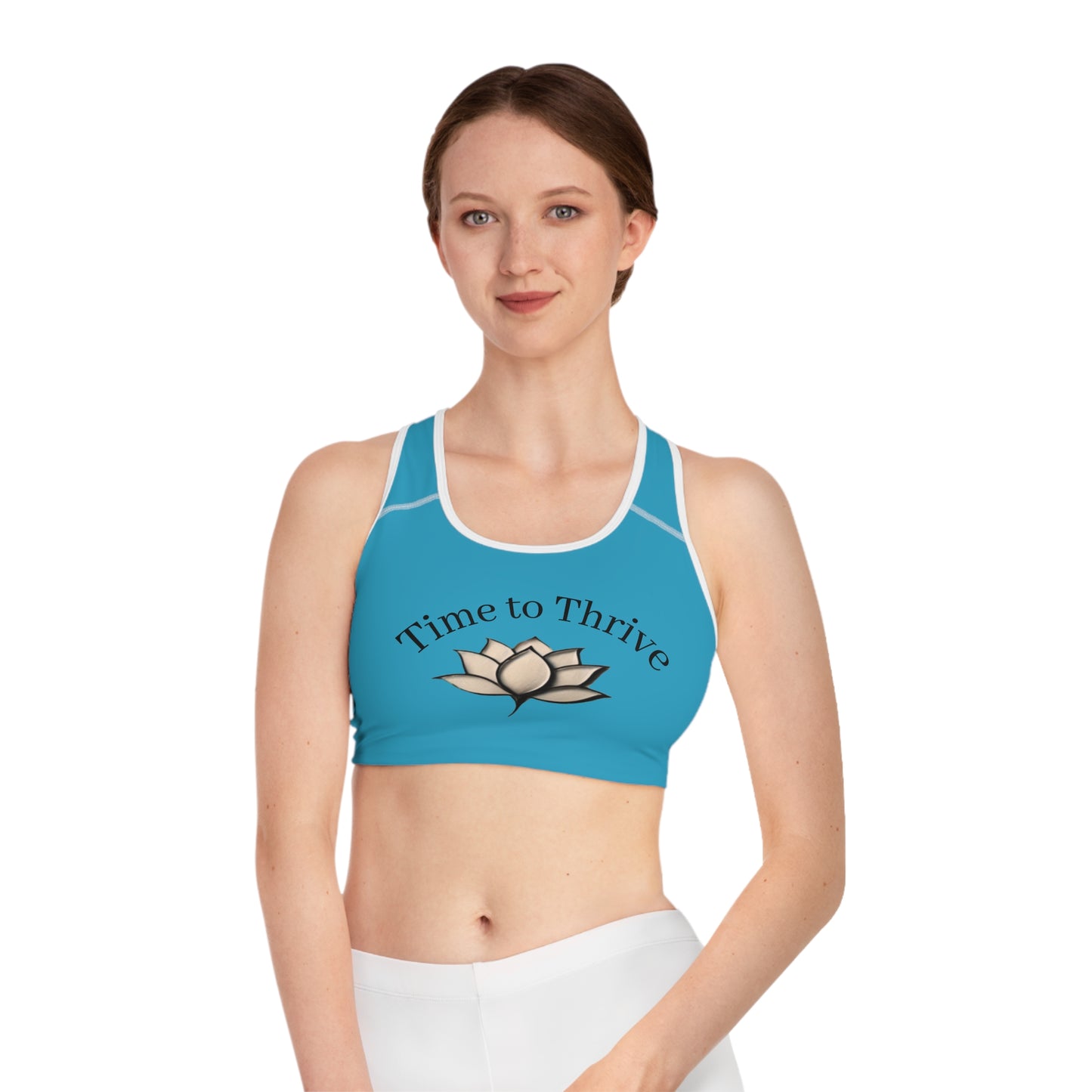 Lotus Bloom Sports Bra -Turquoise