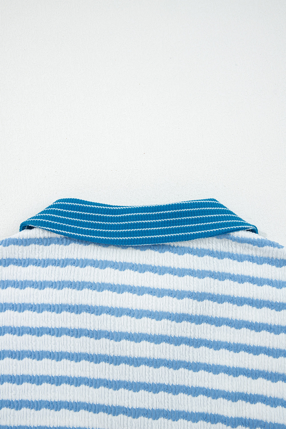 White Stripe Collared Pullover Top and Drawstring Pant Set