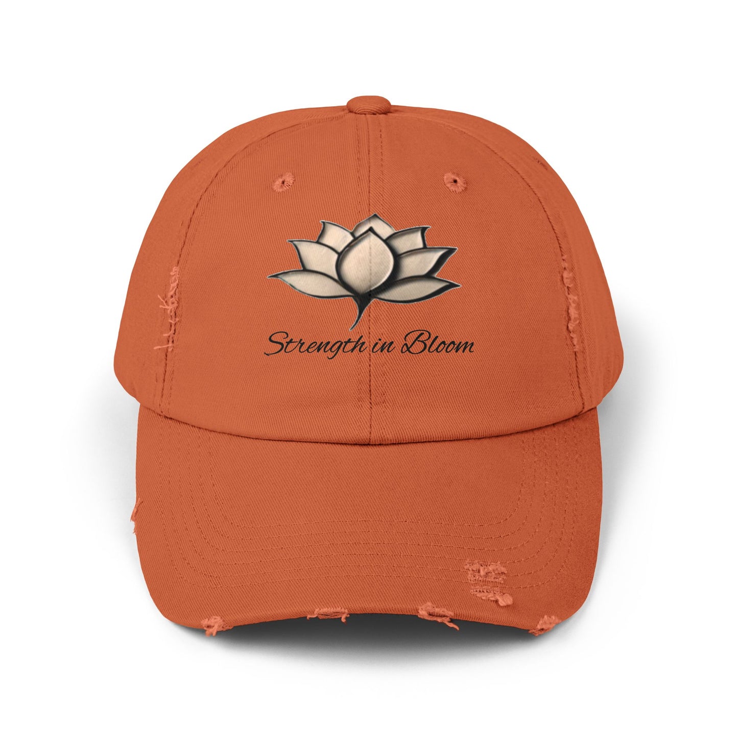 Unisex Distressed Cap - Strength in Bloom, Casual Hat, Inspirational Gift, Summer Accessory, Festival Headwear, Relaxed Style