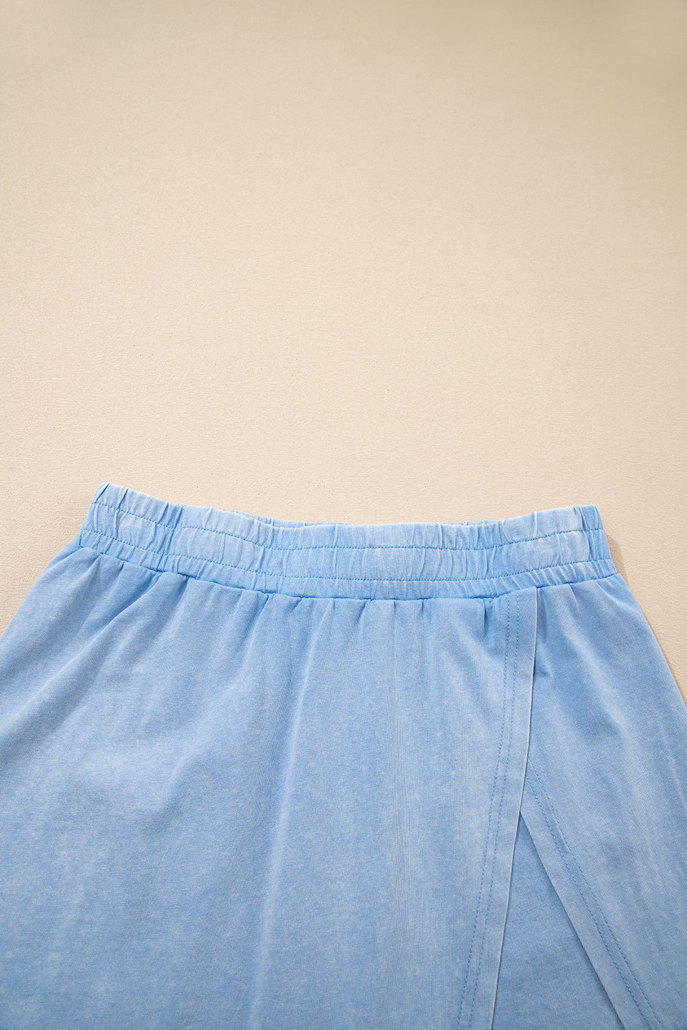 Light Pink 2 Pieces Mineral Wash Cotton Tank Top Lined Split Skirt Set
