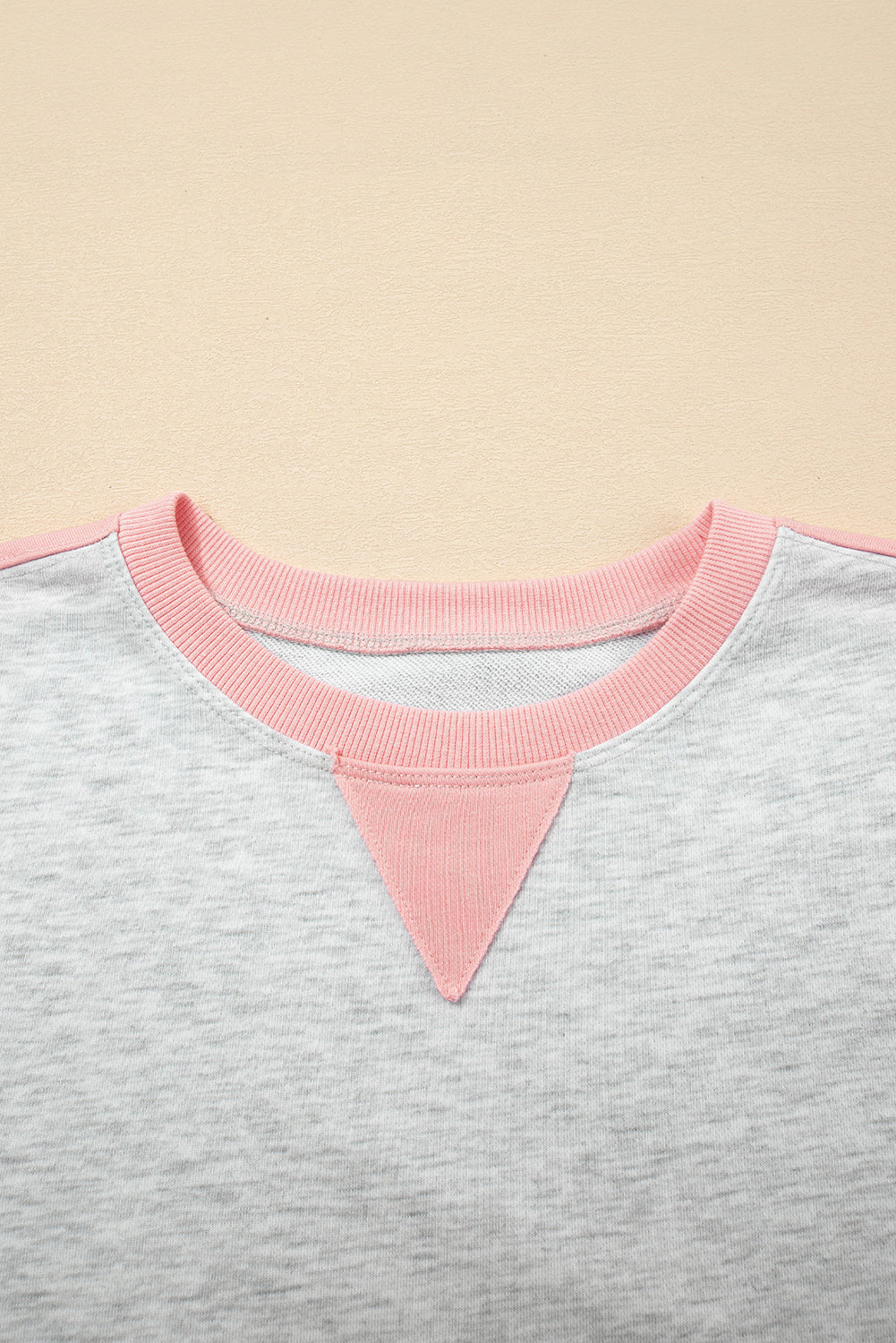 Light Grey Color Block Raw Hem Pullover and Casual Shorts Set