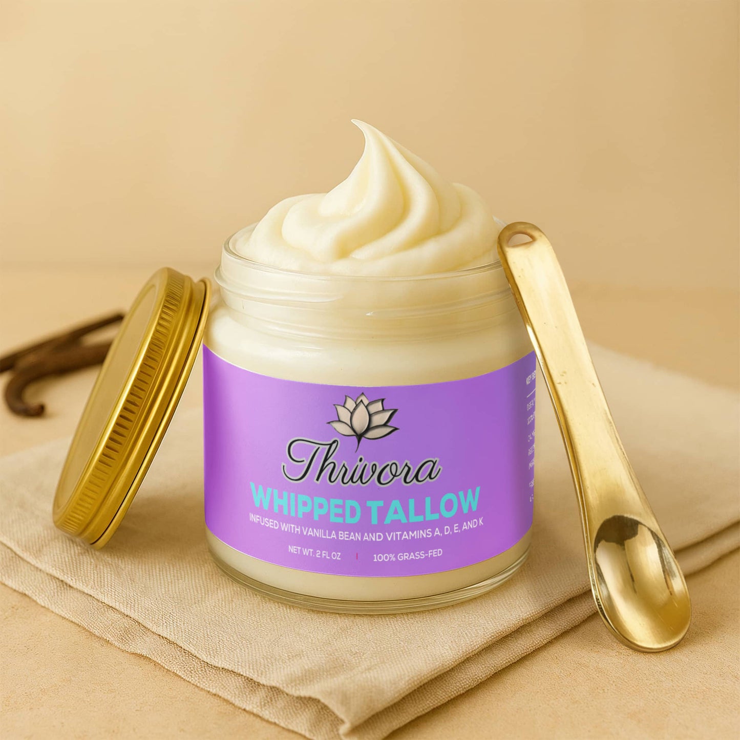 Whipped Grass-Fed Tallow Balm with Vanilla Bean