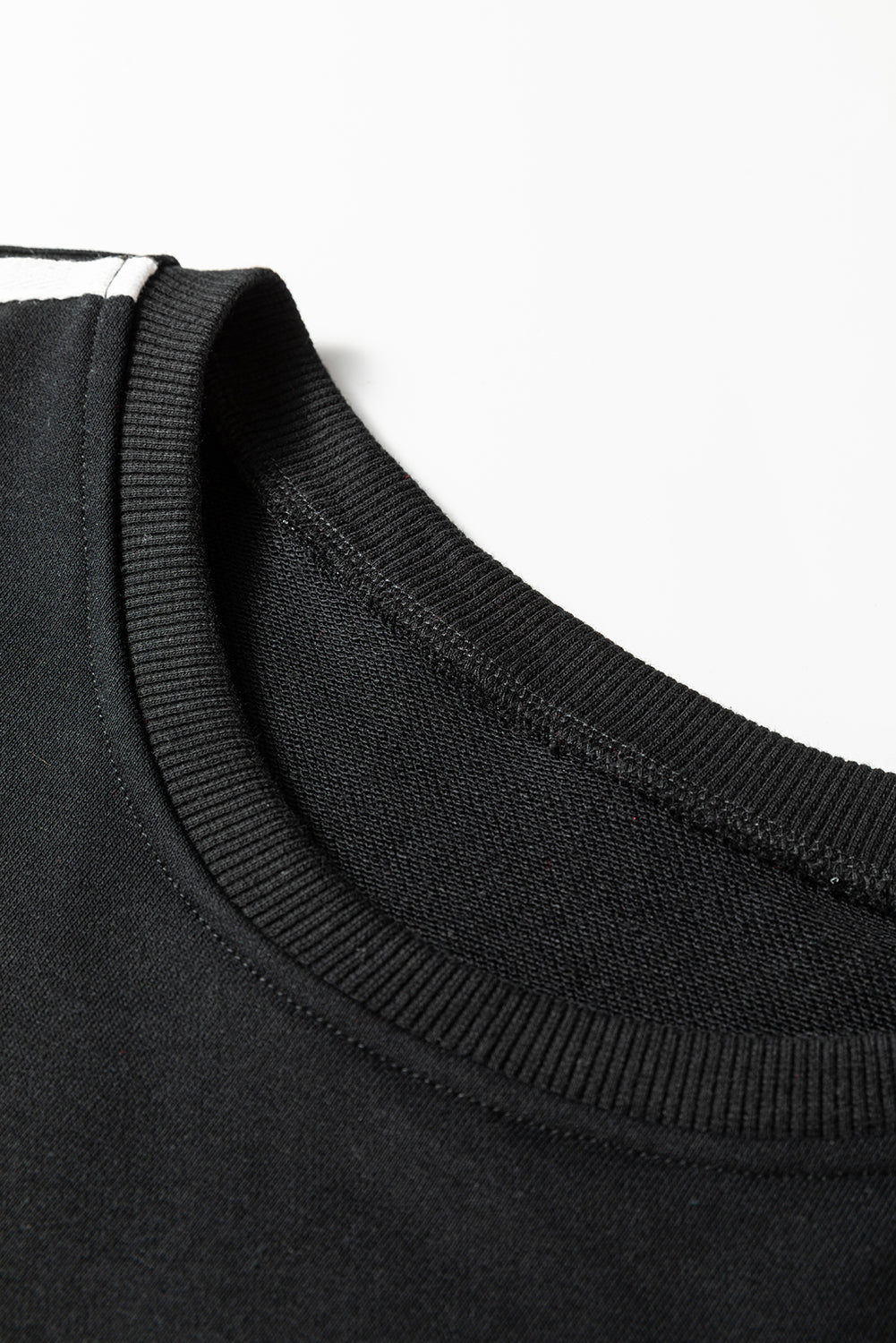 Gray Morn Varsity Striped Detail Crewneck Pullover Elastic Sweatpants 2pcs Outfit