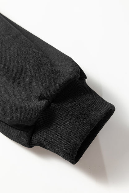 Gray Morn Varsity Striped Detail Crewneck Pullover Elastic Sweatpants 2pcs Outfit