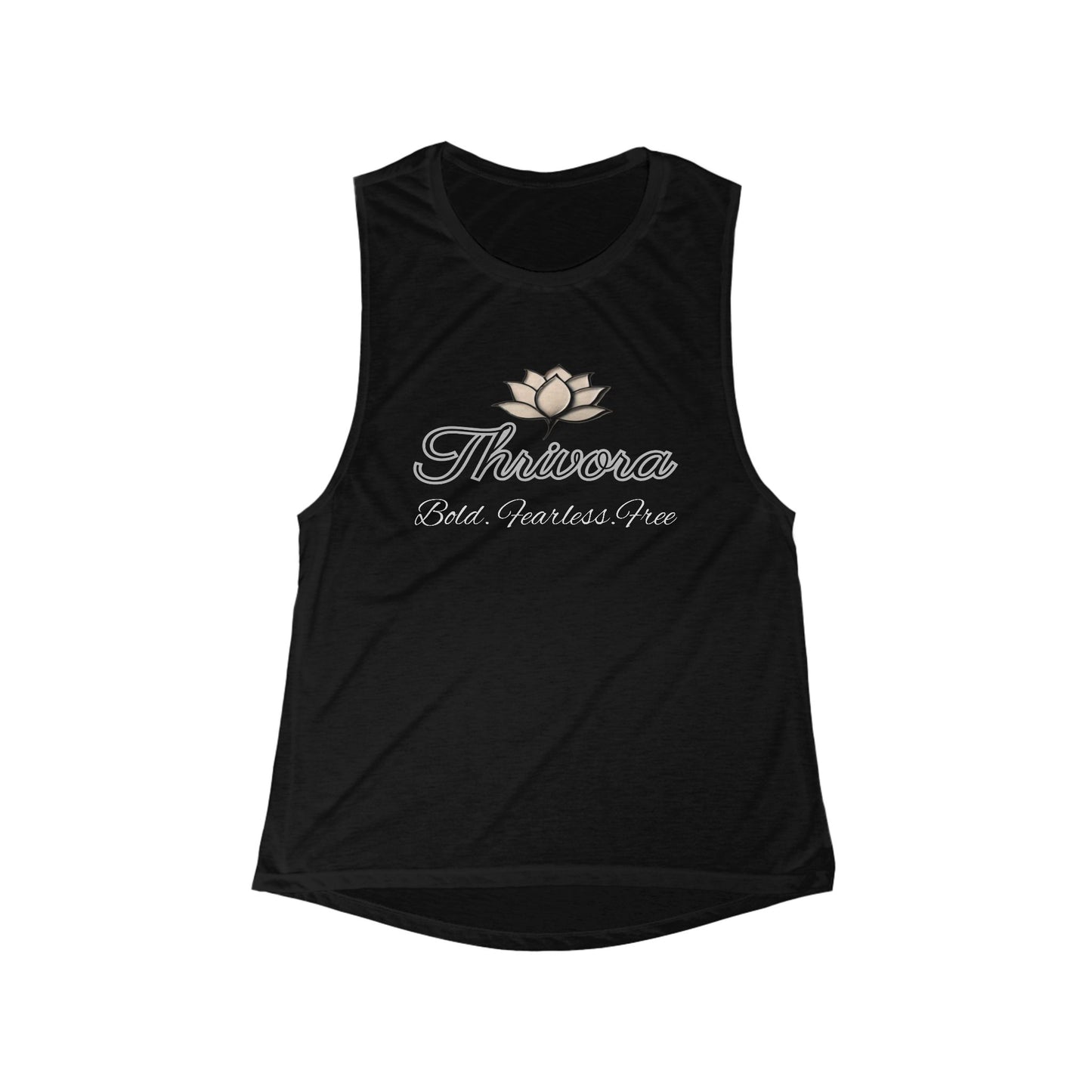 Lotus Graphic Women's Flowy Muscle Tank, Yoga Top, Fitness Shirt, Inspirational Tee, Gift for Her, Summer Casual Wear