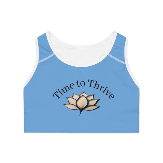Lotus Bloom Sports Bra - Light Blue