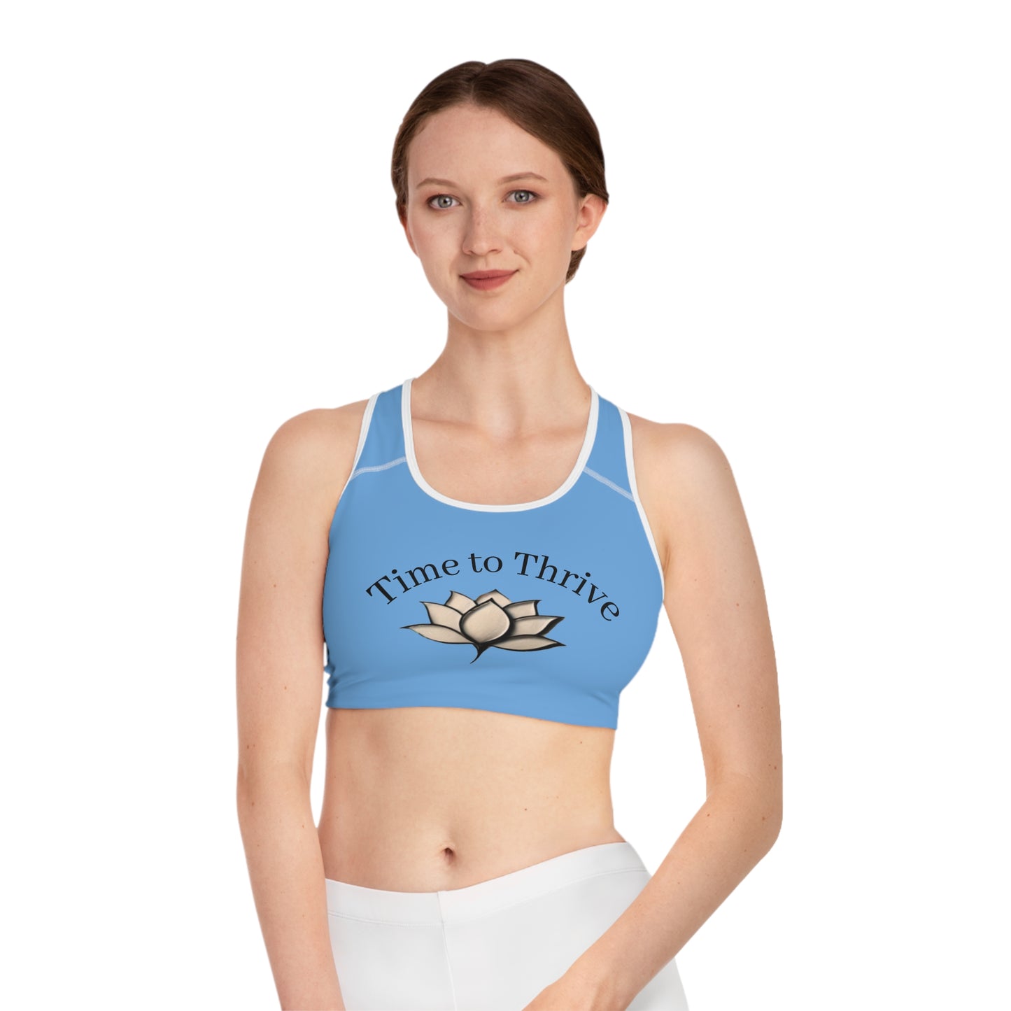 Lotus Bloom Sports Bra - Light Blue