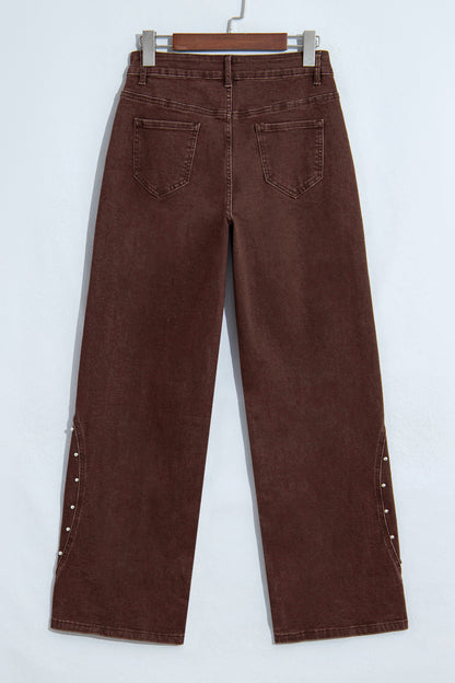 Dusk Blue Side Seam Rivet Detail Ankle Length Casual Jeans