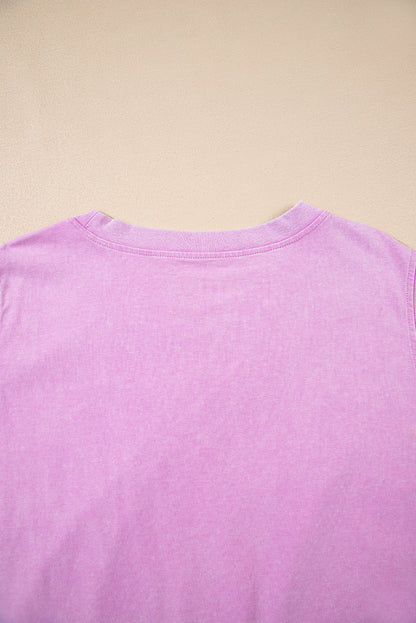 Light Pink 2 Pieces Mineral Wash Cotton Tank Top Lined Split Skirt Set