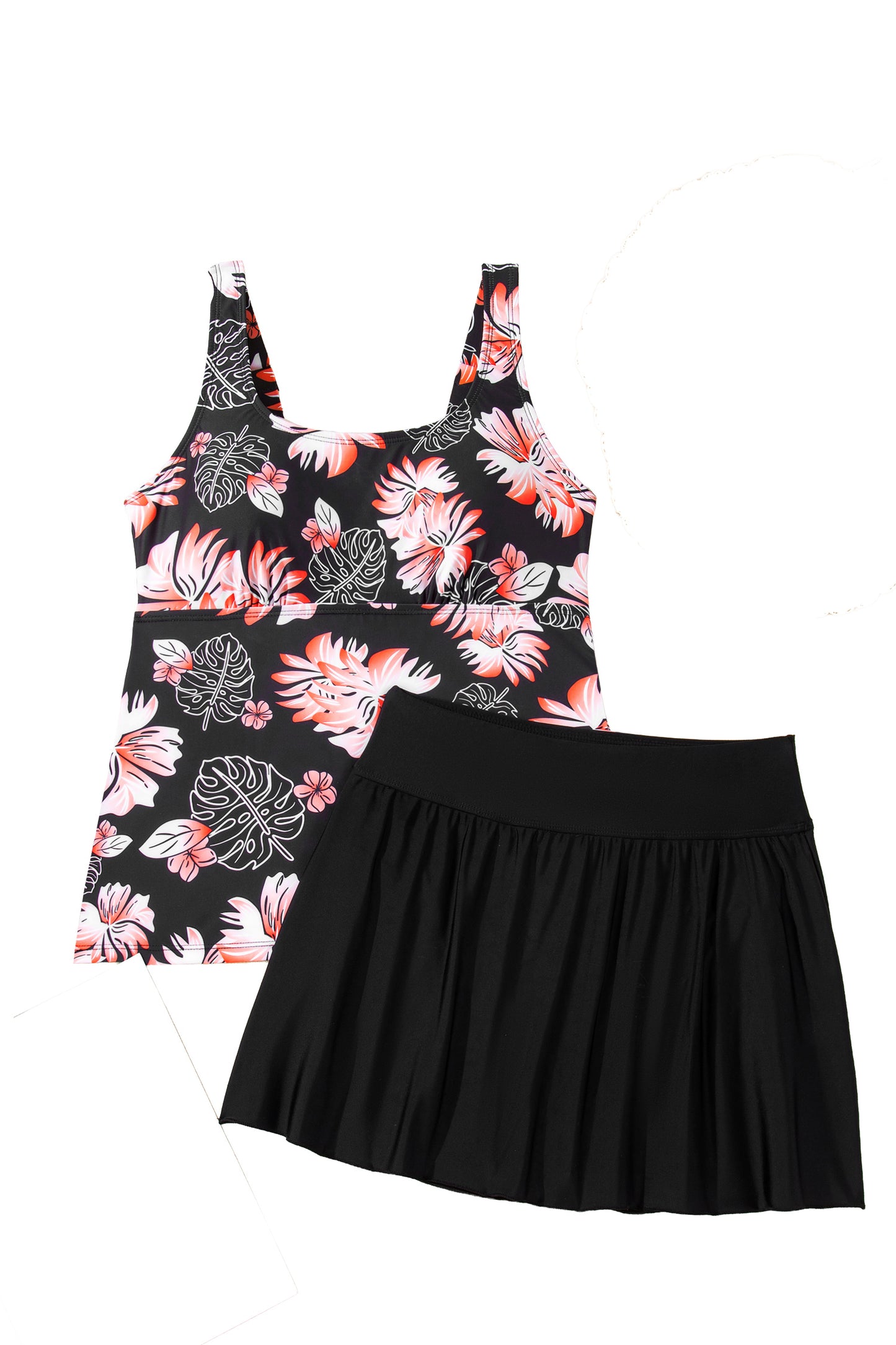 Blue Stripe Scoop Neck Adjustable Tankini and Matching Skort Bathing Suit