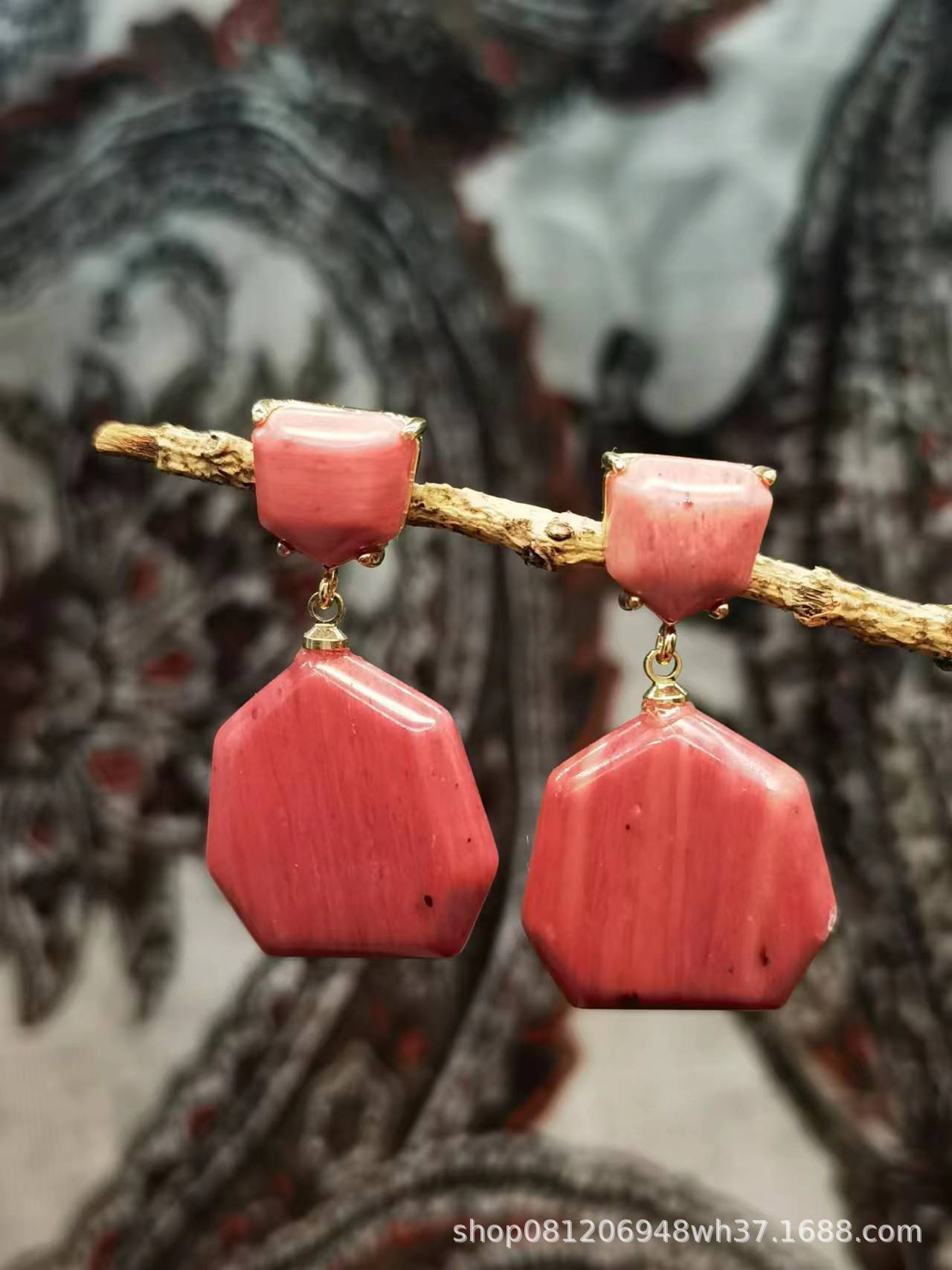 Natural Amethyst Tigereye Rhodochrosite Eardrops