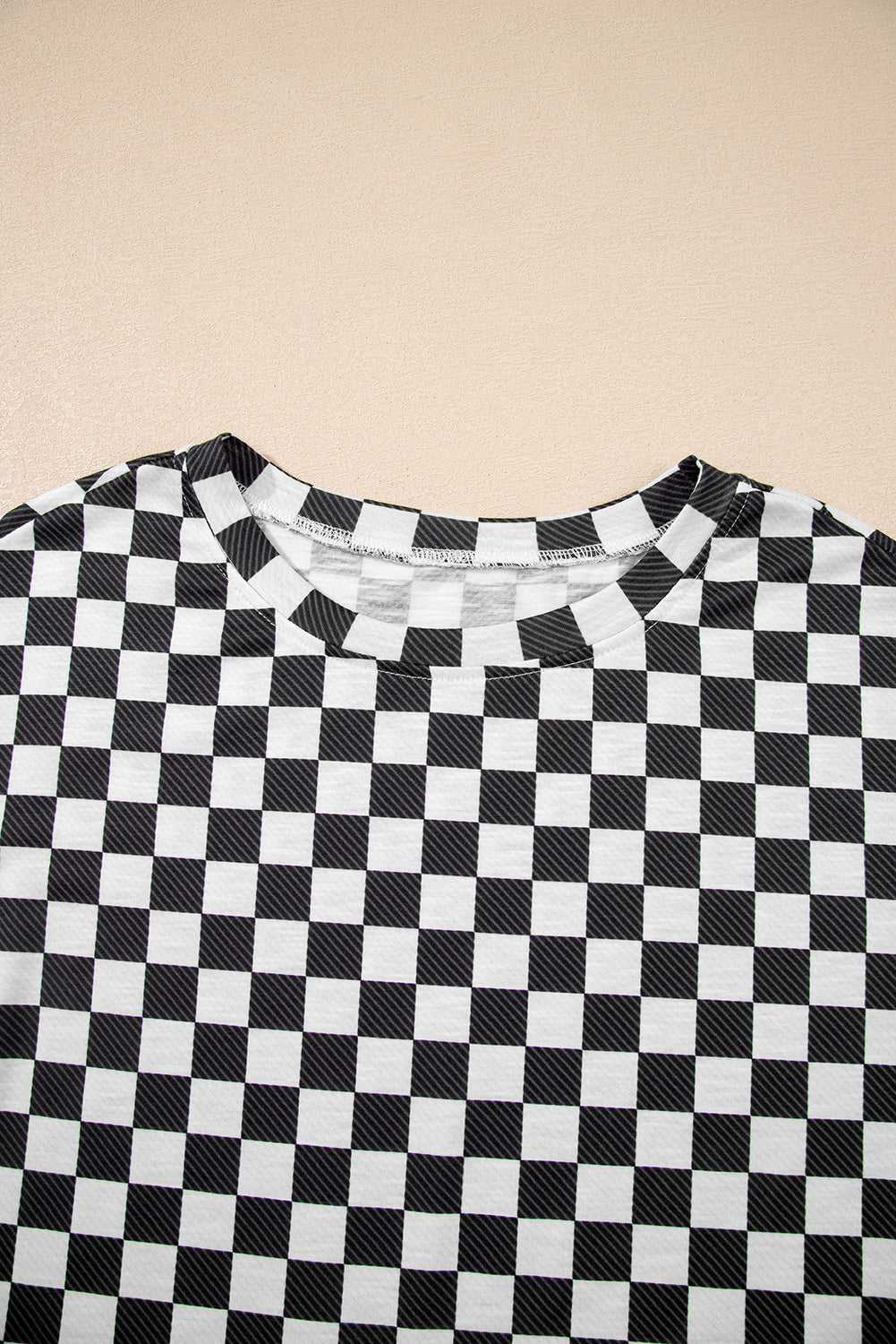 Brown Checkerboard T Shirt and High Waist Skorts 2 Piece Outfit