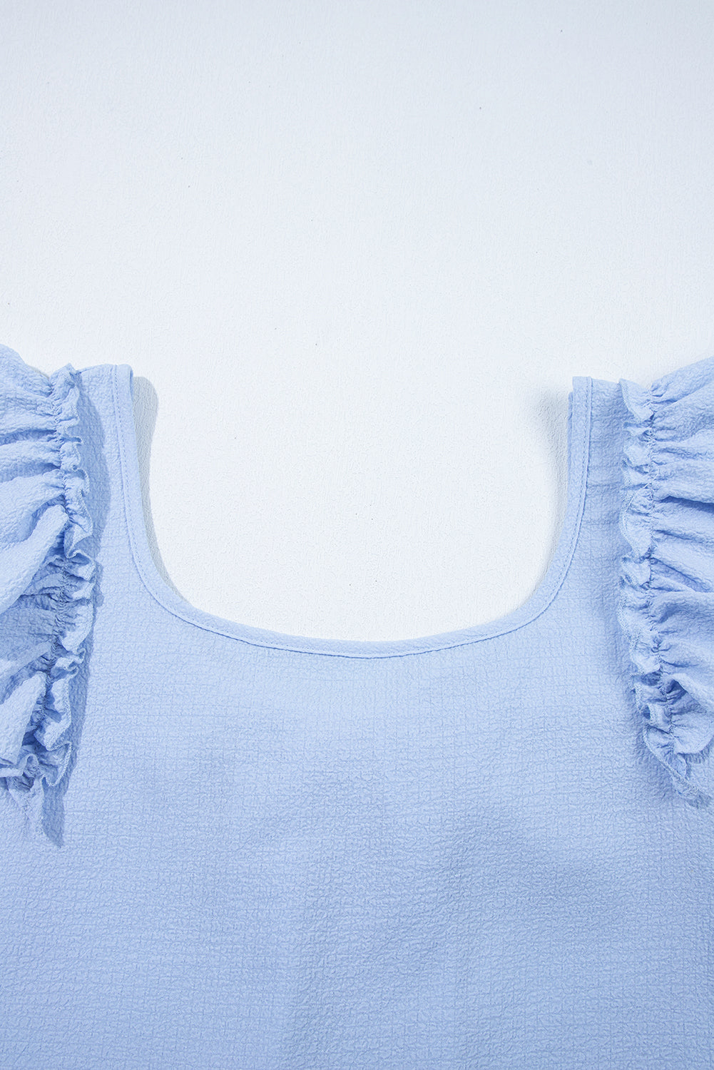 Beige Textured Bow Knot Frilled Butterfly Sleeve Blouse