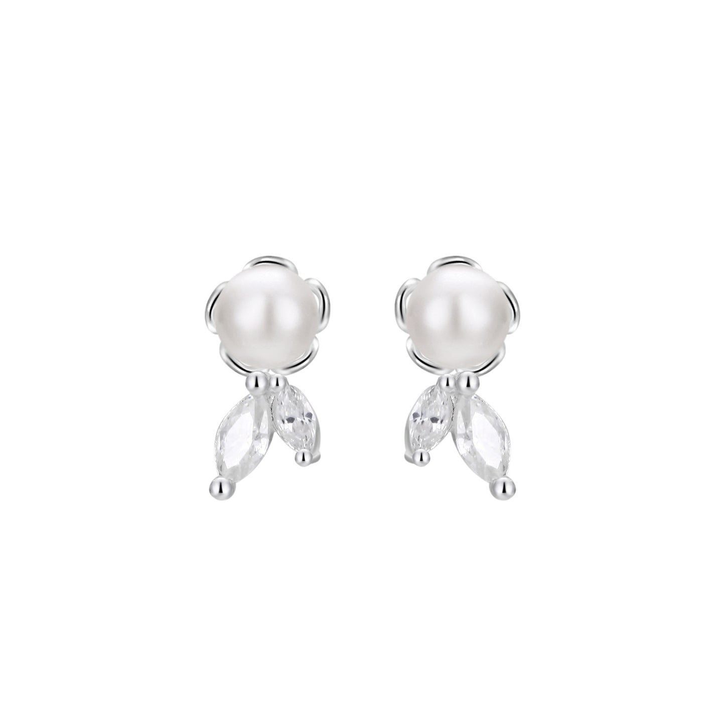 S999 Sterling Silver Pure Silver Stud Earrings Female Water Drop Ear-caring Shell Pearls
