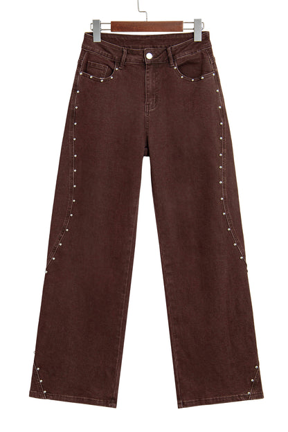 Dusk Blue Side Seam Rivet Detail Ankle Length Casual Jeans
