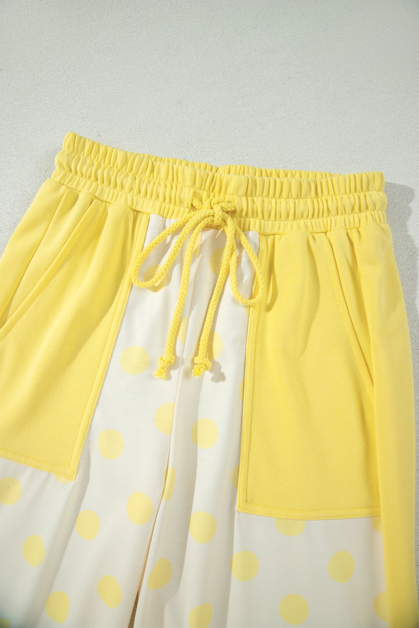 Sky Blue Color Block Patchwork Polka Dot Wide Leg Pant Set