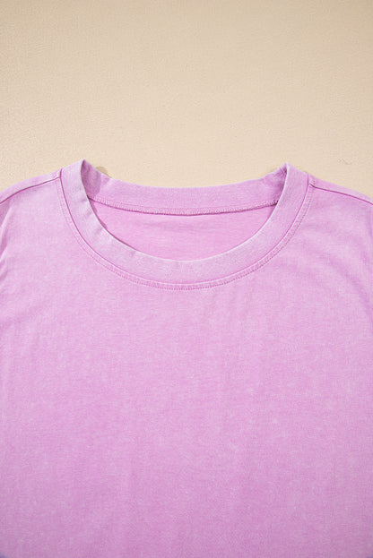 Light Pink 2 Pieces Mineral Wash Cotton Tank Top Lined Split Skirt Set