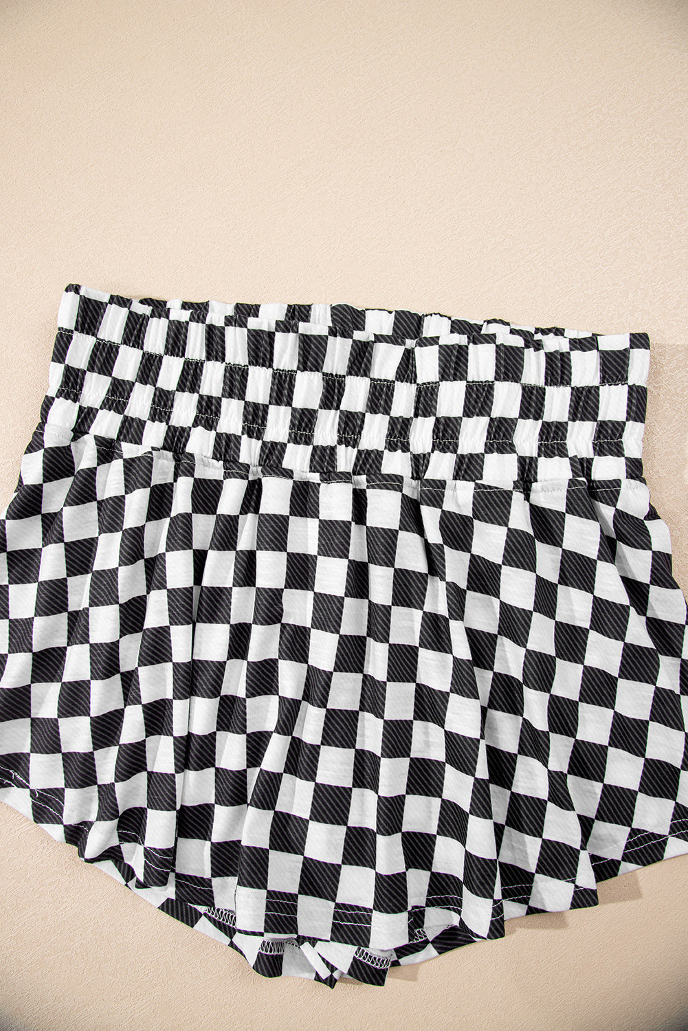 Brown Checkerboard T Shirt and High Waist Skorts 2 Piece Outfit
