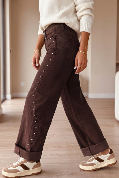 Dusk Blue Side Seam Rivet Detail Ankle Length Casual Jeans