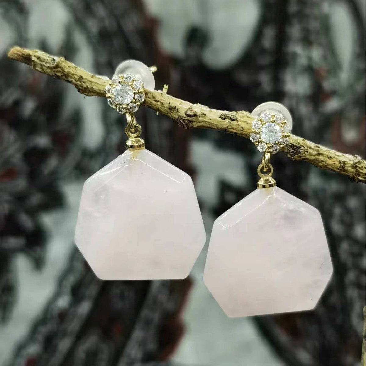 Natural Amethyst Tigereye Rhodochrosite Eardrops