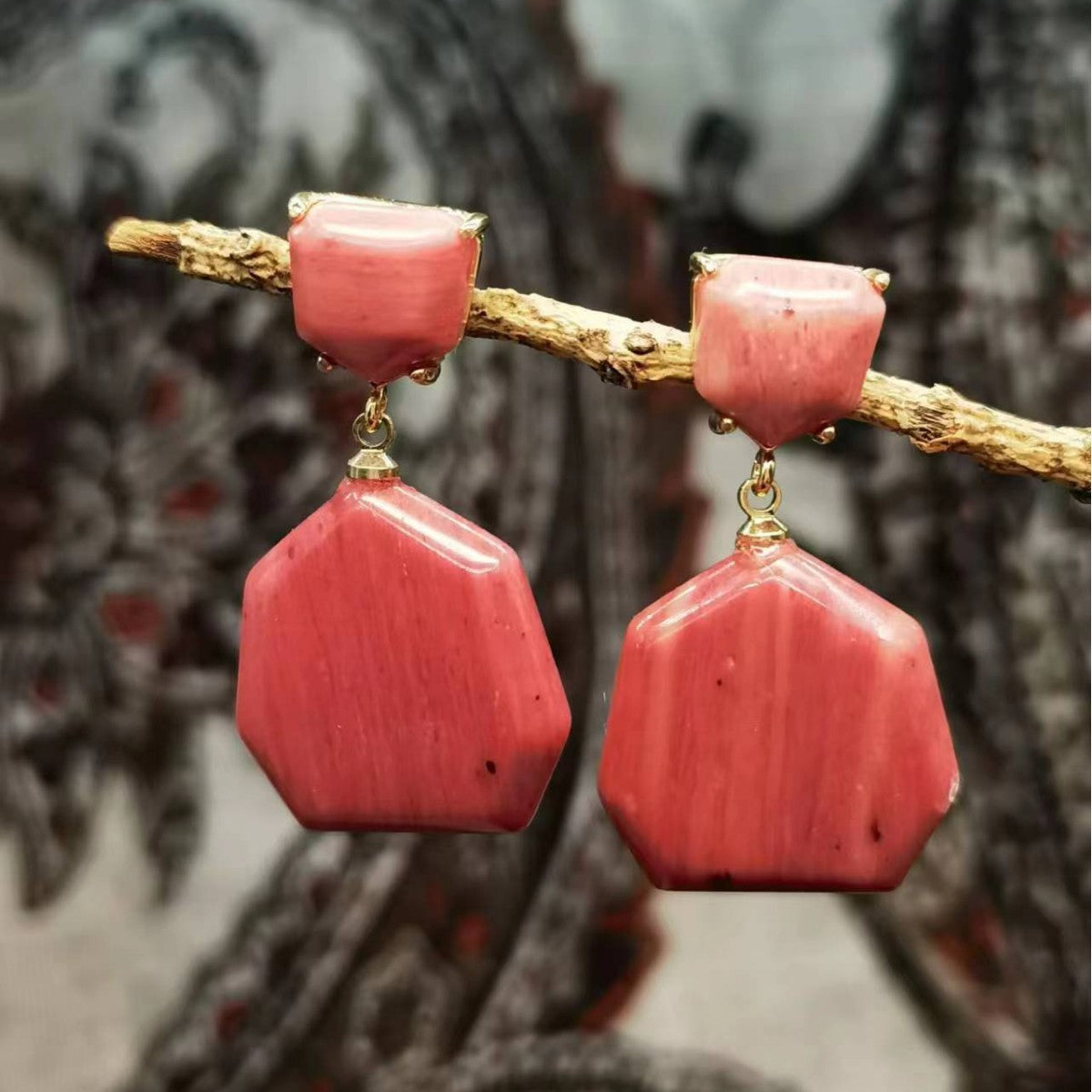 Natural Amethyst Tigereye Rhodochrosite Eardrops