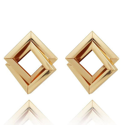 Metal Simplicity Rhombus Earrings Face Slimming