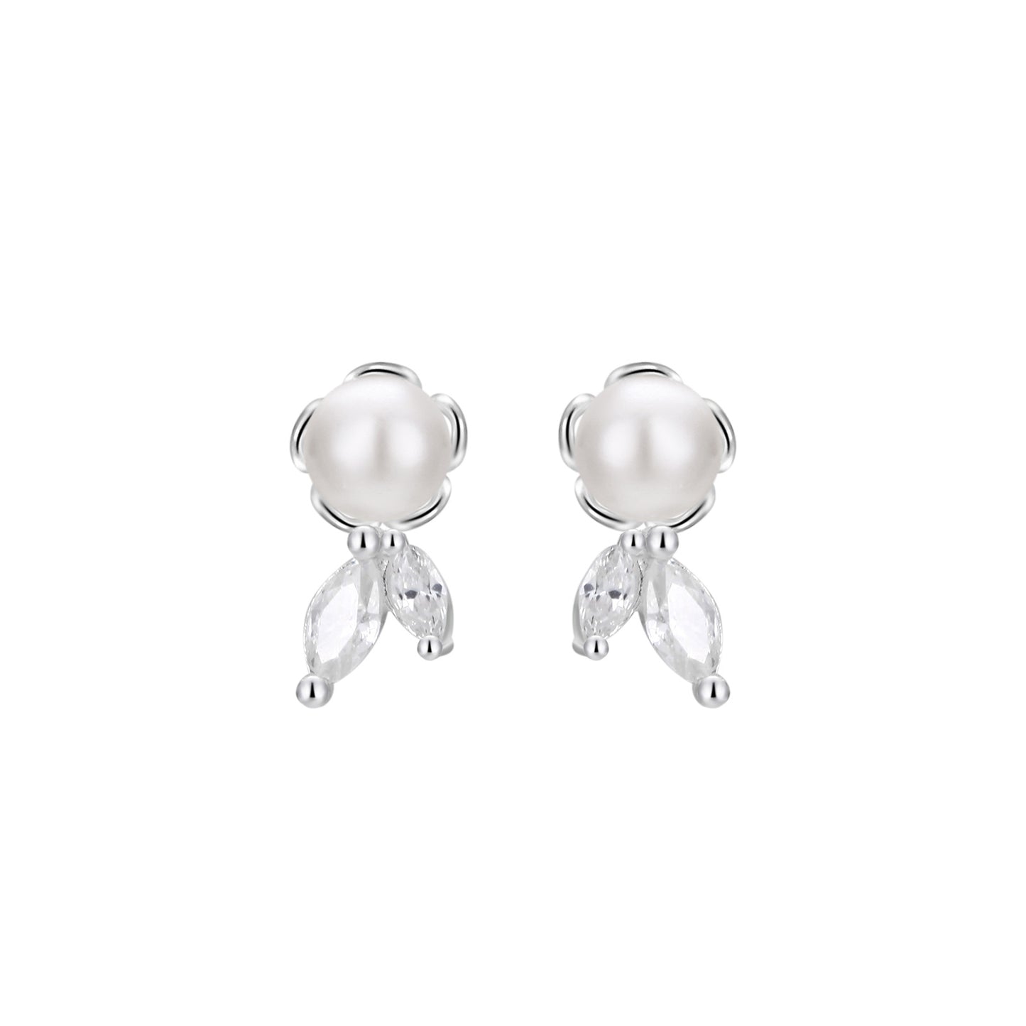 S999 Sterling Silver Pure Silver Stud Earrings Female Water Drop Ear-caring Shell Pearls