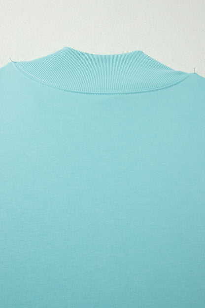 Mint Green Plus Size High Neck Cap Sleeve Top