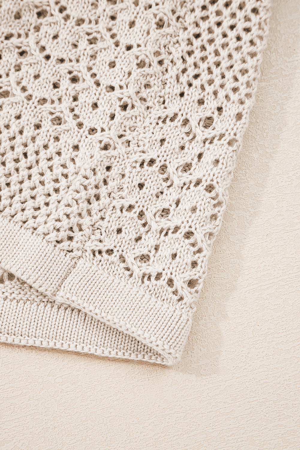 Redwood Burl Mix Pattern Hollowed Knit Open Front Cardigan