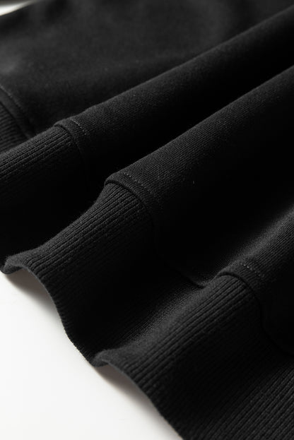 Gray Morn Varsity Striped Detail Crewneck Pullover Elastic Sweatpants 2pcs Outfit