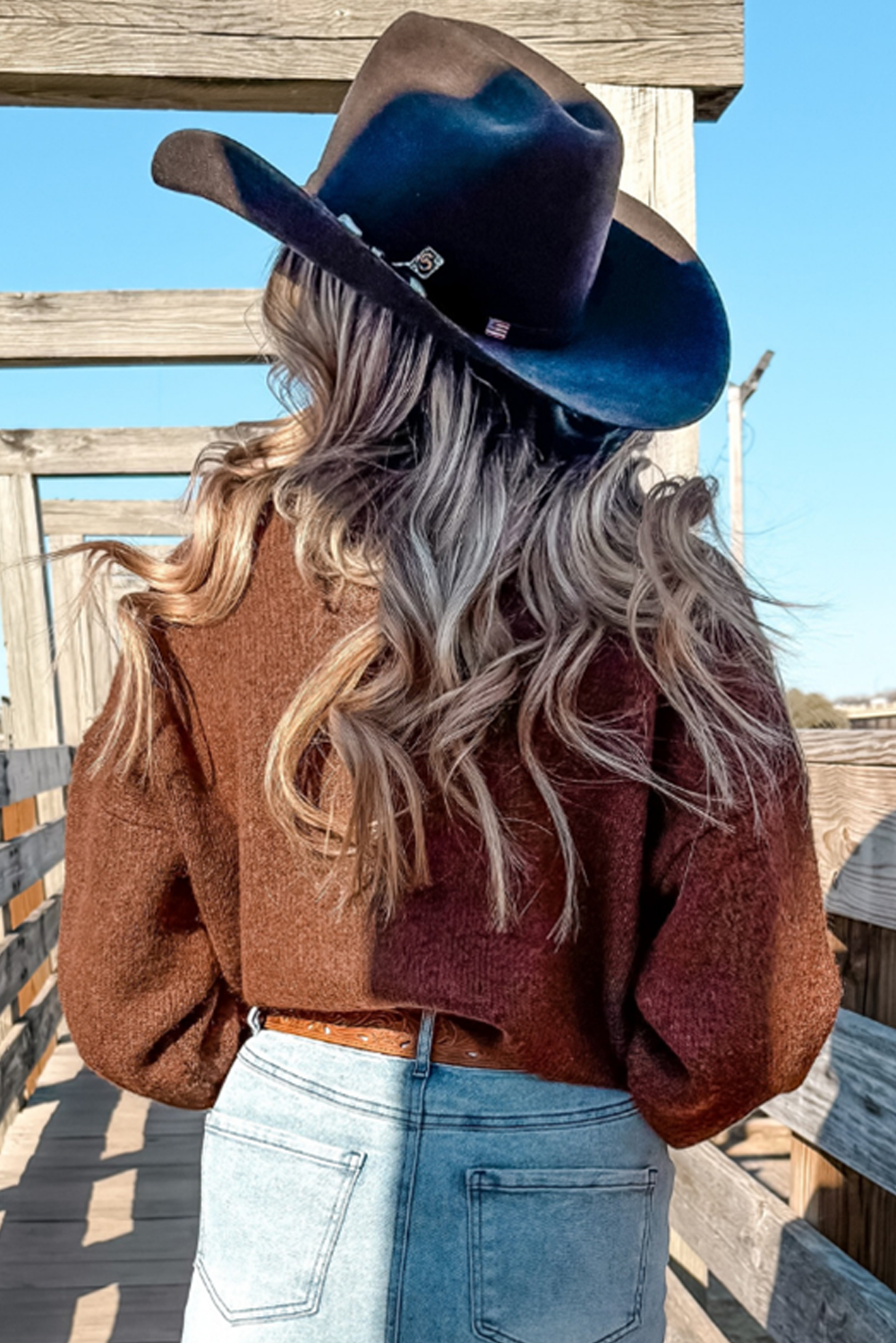 Peach Blossom See You Cowboy Embroidered Western Graphic Sweater
