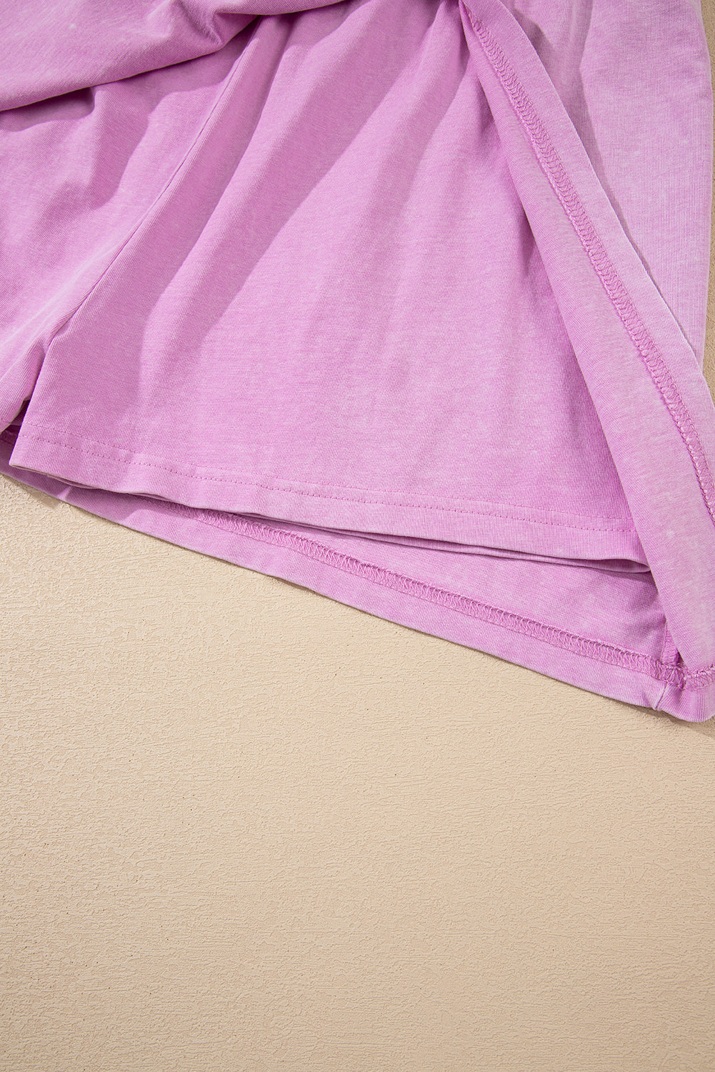 Light Pink 2 Pieces Mineral Wash Cotton Tank Top Lined Split Skirt Set