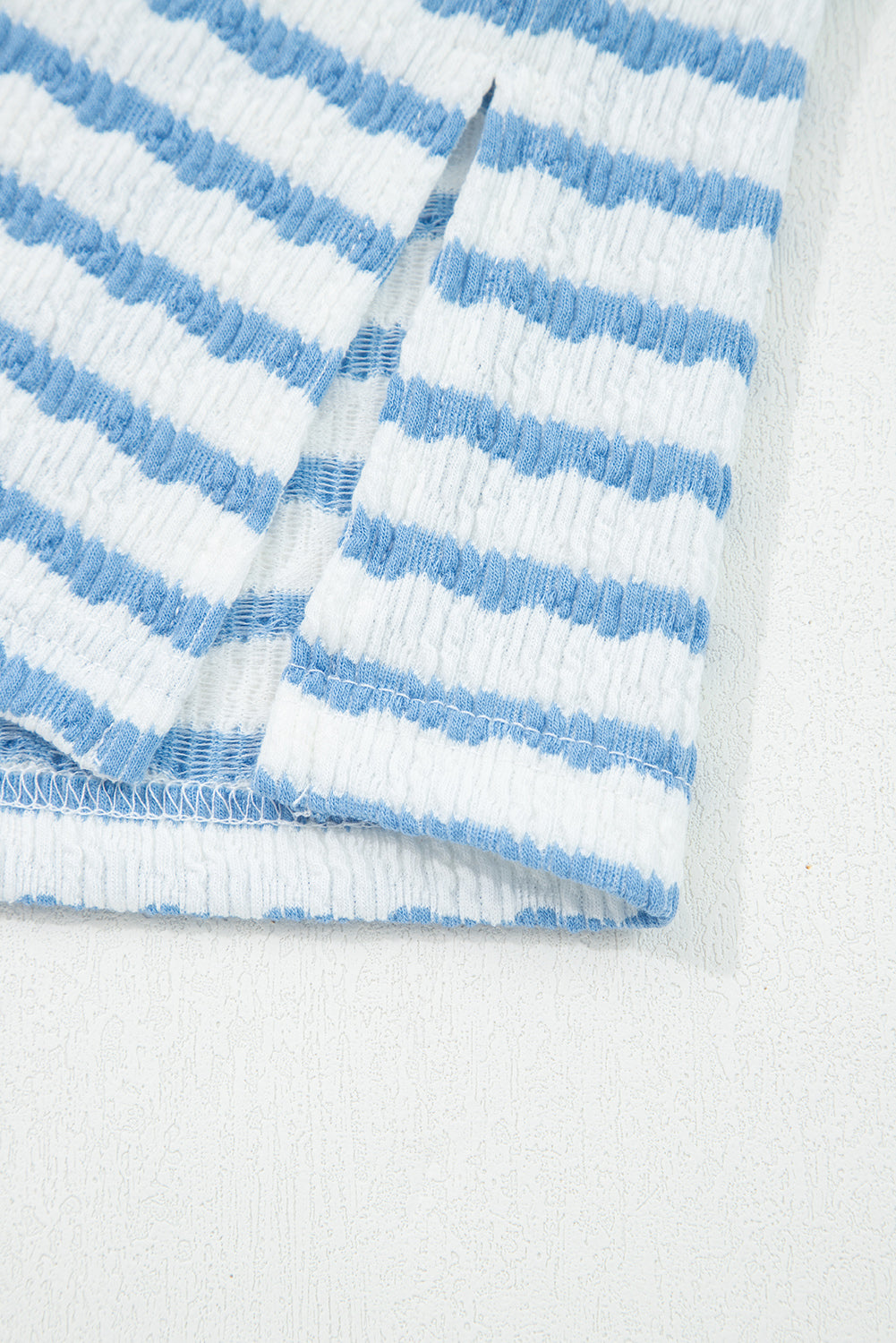 White Stripe Collared Pullover Top and Drawstring Pant Set