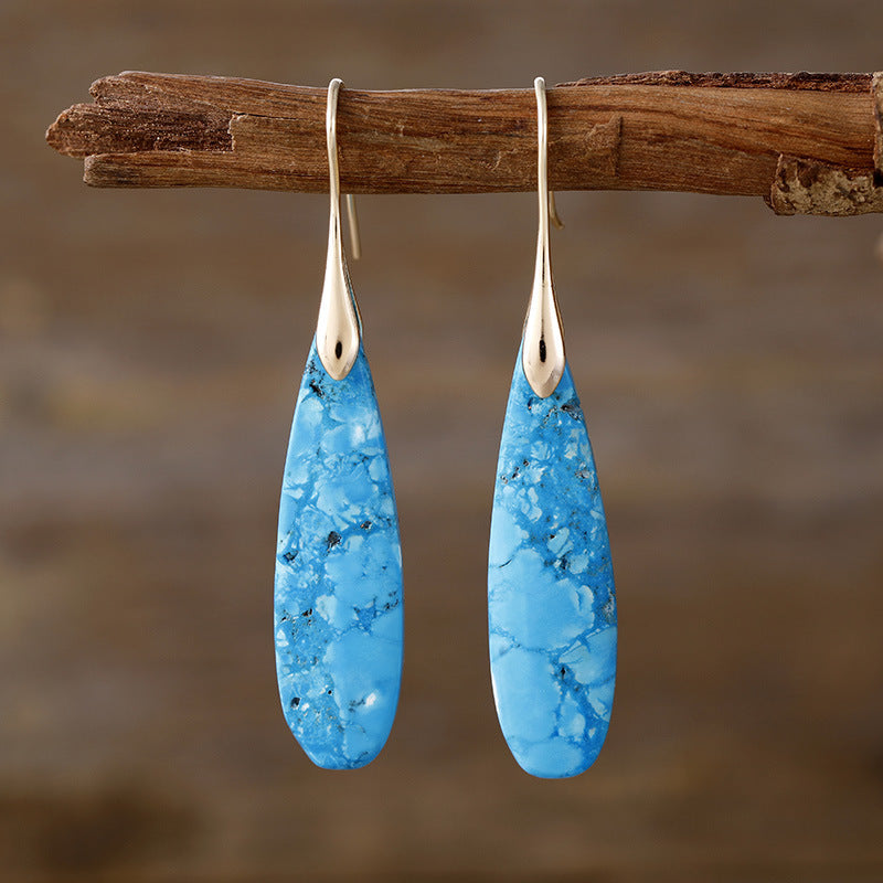 High Quality Light Luxury Long Water Drops Natural Stone High-key Eardrop