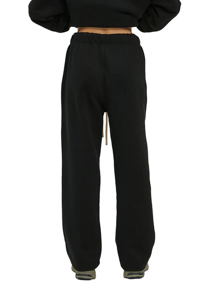 Unisex Solid Color Fleece Straight Leg Pants
